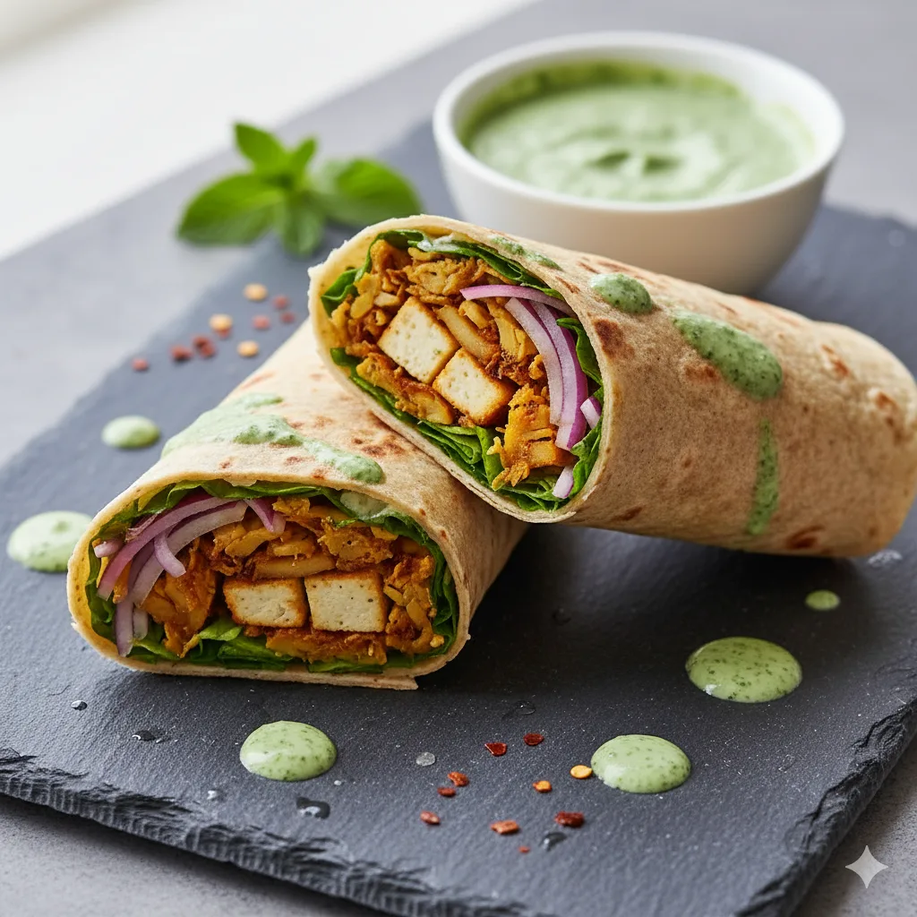Spiced Jackfruit & Paneer Kebab Wraps